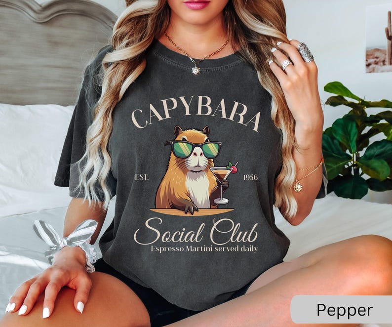 Capybara Social Club Shirt, Comfort Colors Funny Capybara Shirt, Gift For Capybara Lover Shirts, Luxury Social Club TShirt, Rodent Meme Tee image 3