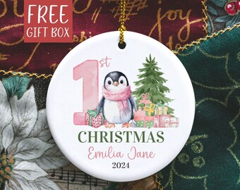 Baby First Christmas Ornament 2026, Personalized First Christmas Ornament Baby Girl Name Baby Shower Gift, New Family Baby Keepsake BFC16a