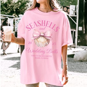 Seashells And Wedding Bells Beach Bachelorette Shirts, Coastal Bach Club Shirt, Custom Bachelorette Party Shirt, Nautical Bach Shirt B20