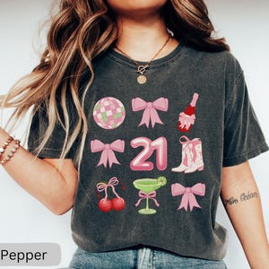 Coquette 21st Birthday Shirt For Her, 21st Birthday Gift For Her, 21 Birthday Shirt For Group, 21st Birthday Party Tshirts, Turning 21 Gifts image 2