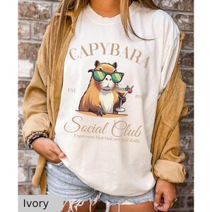Capybara Social Club Shirt, Comfort Colors Funny Capybara Shirt, Gift For Capybara Lover Shirts, Luxury Social Club TShirt, Rodent Meme Tee image 2