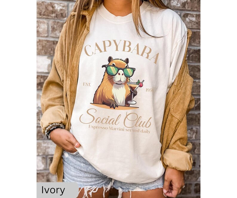 Capybara Social Club Shirt, Comfort Colors Funny Capybara Shirt, Gift For Capybara Lover Shirts, Luxury Social Club TShirt, Rodent Meme Tee image 2