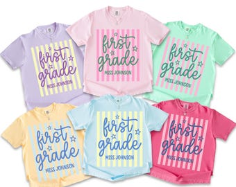Comfort Colors Custom First Grade Teacher Shirt, 1st Grade Teacher Team Shirts, Personalized First Grade Shirt, Gift For New Teacher,TS5