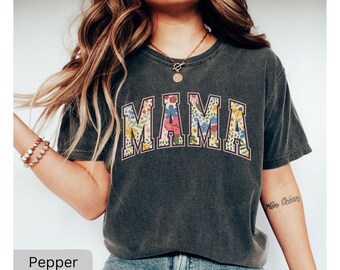 Comfort Colors Wildflowers Mama Shirt, Mother's Day Gift for Mom, In My Mama Era TShirt, Floral Mom Shirts Gift For New Mom Pregnancy Gift