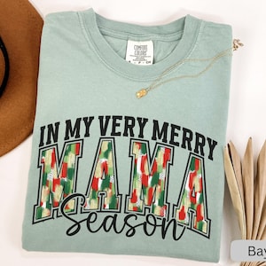 Comfort Colors Christmas Mom Shirt, Christmas Mama Shirt, New Mom Christmas T-Shirt, Coquette Mama Tee, New Mom Gift, Coquette Mama TShirt