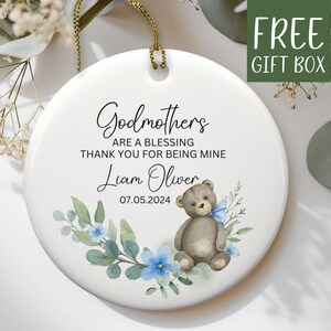 Personalized Godparents Ornament, Godmother Gift, Godfather Thank You Gift For Godparents Keepsake, Baptism Gift from Godchild 2025, PGM16