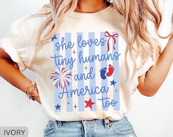Comfort Colors 4th Of July NICU Nurse Shirt, Pediatric Nurse July 4th Shirt, Fourth of July Labor & Delivery Nurse T-Shirt