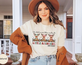 Delivering The Cutest Reindeer Labor And Delivery Christmas Shirt, Retro L & D Nurse Christmas TShirt,Groovy Holiday Labor Nurse Team Shirts