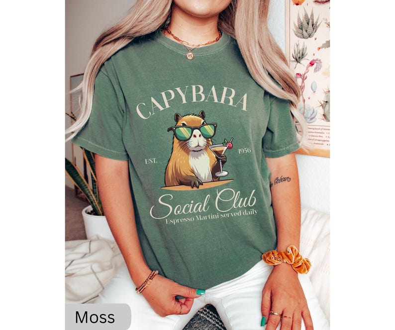 Capybara Social Club Shirt, Comfort Colors Funny Capybara Shirt, Gift For Capybara Lover Shirts, Luxury Social Club TShirt, Rodent Meme Tee image 1