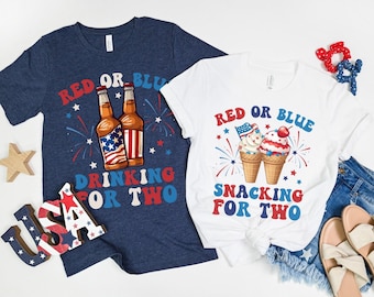 Couples 4th July Pregnancy Announcement Shirt, Mom Dad Expecting Shirt, Patriotic Baby Reveal Shirt, Gender Reveal TShirt, Baby On The Way