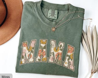 Comfort Colors Flowers Mama Shirt, Mother's Day Gift for Mom, In My Mama Era TShirt, Floral Mom Shirts, Gift For New Mom Pregnancy Gift