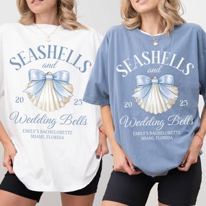 Seashells And Wedding Bells Beach Bachelorette Shirts, Coastal Bach Club Shirt, Custom Bachelorette Party Shirt, Nautical Bach Shirt B19