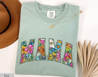 Comfort Colors Flowers Mama Shirt, Mother's Day Gift for Mom, In My Mama Era TShirt, Floral Mom Shirts, Gift For New Mom Pregnancy Gift