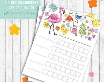 Printable, Cute Summer Flamingo Goal Chart for Kids | Goal Chart for Kids | Chart | Reward Chart | Kid Chart | EmpowerChart | Tropical Theme