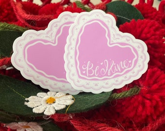Autocollant en vinyle coeur Be Mine | Sticker Saint-Valentin