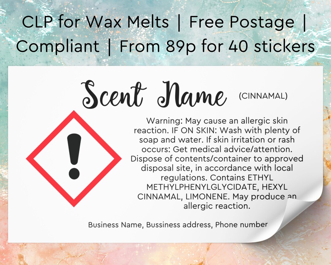 CLP Labels HB CLP Stickers Wax Melts Rectangle Circle Safety