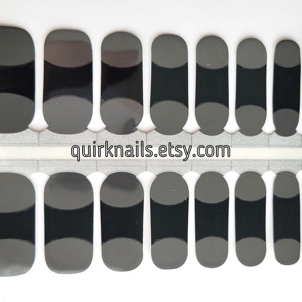 DARK FRENCH MANICURE nail wraps, black and grey french manicure nail stickers, witchy moody nail art