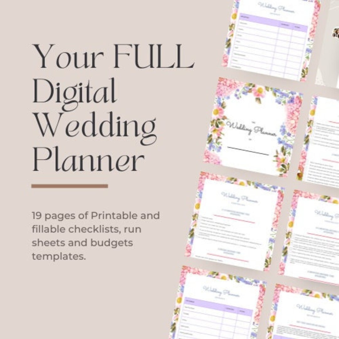 19 Page Digital Wedding Plan With Run Sheet Template and Etsy
