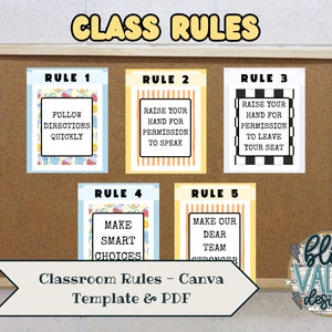 Editable Science Class Printable Classroom Rules Template | Teacher Resources | Black and White | Orange | Classroom Management | Decor