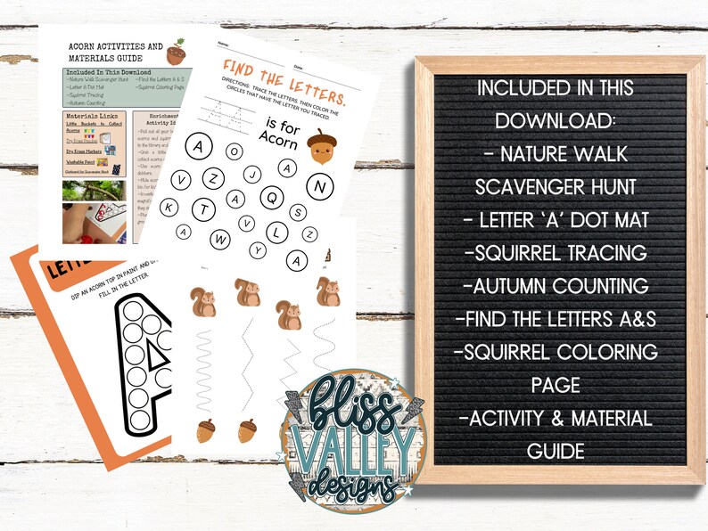 Acorn Questionnaire.pdf Acorn Unit Preschool Activity Pack: Fall Busy Book (printable PDF) - Etsy