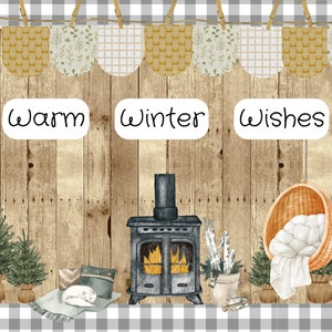 Warm Winter Wishes Winter Classroom Bulletin Board Kit | Classroom Decor | Christmas Decorations | Farmhouse Fireplace | Cozy | Cat | Tree
