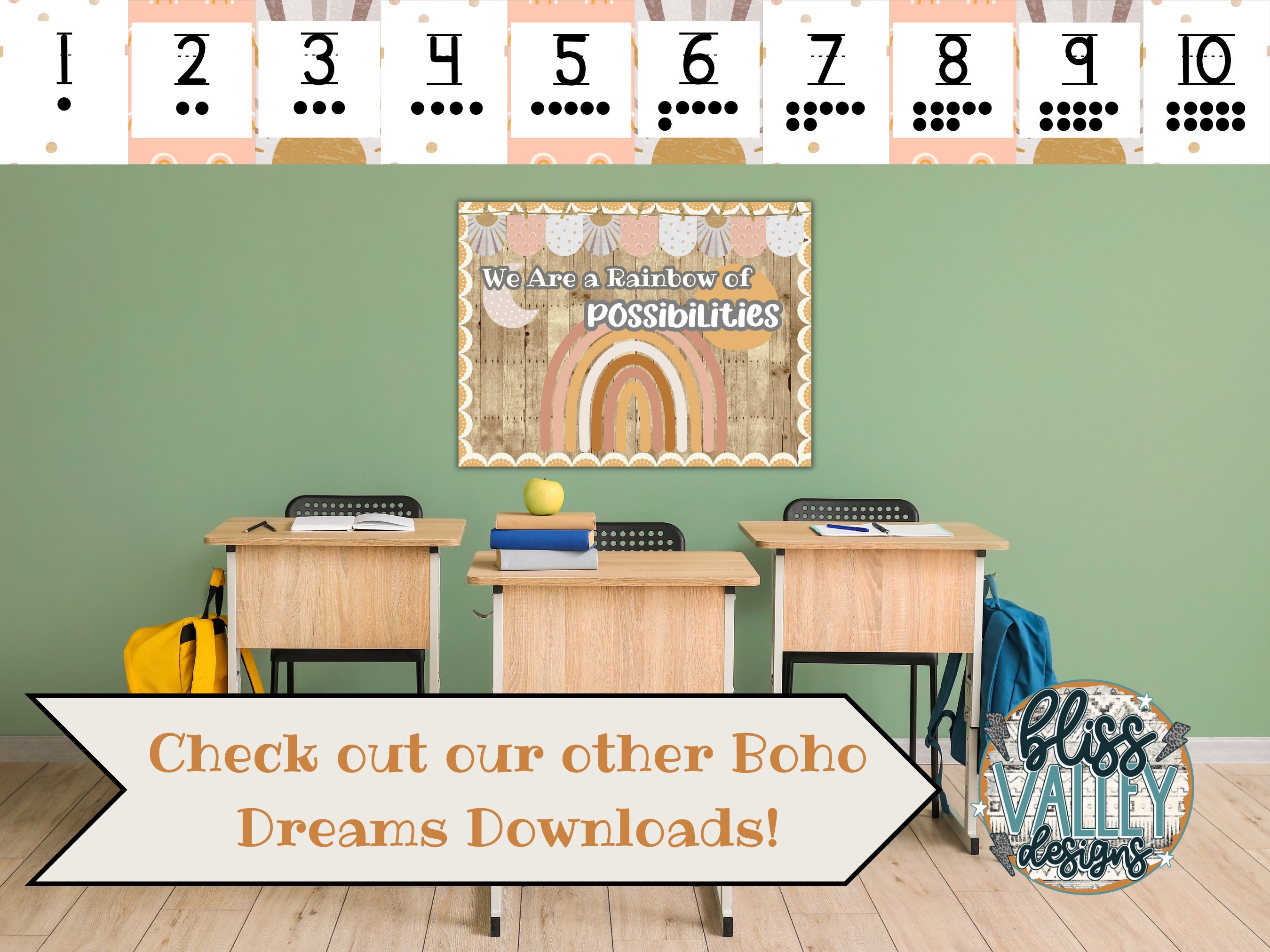 Boho Rainbow Number Posters: Classroom Decor (PDF) - Etsy