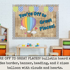 You're Off to Great Places March is Reading Month Classroom Bulletin Board Kit Spring Read Across America Library Hot Air Balloon image 2