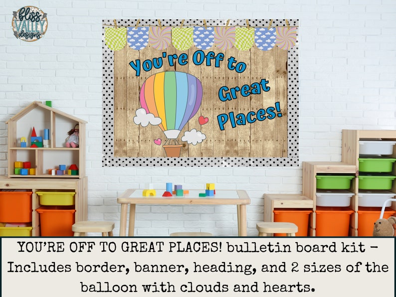You're Off to Great Places March is Reading Month Classroom Bulletin Board Kit Spring Read Across America Library Hot Air Balloon image 2