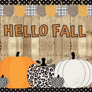 Fall Leopard Print Pumpkin Classroom Bulletin Board Kit (Digital Download)