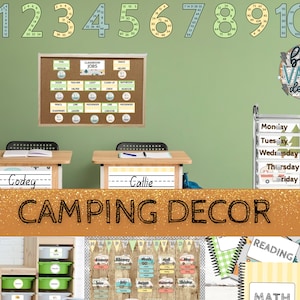 Camping Classroom Decor Bundle | Camp Classroom Theme | Pastel Decor | Retro Classroom Bundle | Teacher Resources |  Nature Classroom Decor