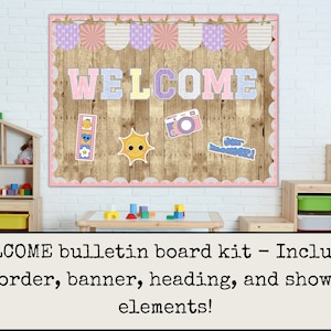 Retro Varsity Letter Welcome Classroom Bulletin Board Kit | Door Decoration | Printable | Back to School | Bulletin Board Idea | Pastel
