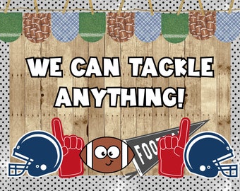 We Can Tackle Anything Winter Football Classroom Bulletin Board Kit | Winter Door Decoration | January February Decor | Super Bowl