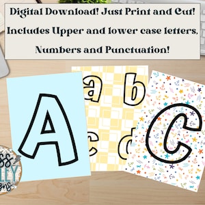 Printable Bulletin Board Letter Set / Numbers / Punctuation / Classroom Letters / Classroom Bulletin Board Kit / Spring / Summer / Décor