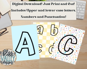 Printable Bulletin Board Letter Set / Numbers / Punctuation / Classroom Letters / Classroom Bulletin Board Kit / Spring / Summer / Décor