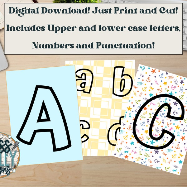 Printable Bulletin Board Letter Set / Numbers / Punctuation / Classroom Letters / Classroom Bulletin Board Kit / Spring / Summer / Décor