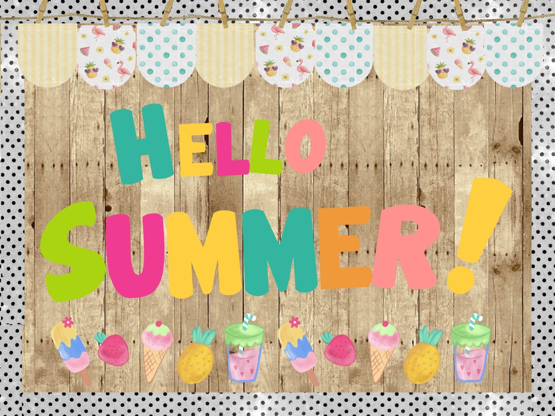 Hello Summer Printable Classroom Bulletin Board Kit Idea Door ...