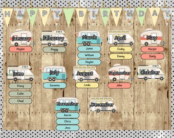 Camp Theme Birthday Bulletin Board Kit: Classroom Decor (Digital Download)