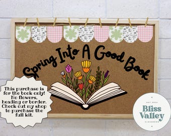 Open Book Bulletin Board Printable: Classroom Library Decor (Digital Download)