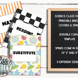 Science Class Editable Printable Binder Cover and Spines | Teacher Resources|  Homeschool | Back to School | Organization | School Bus