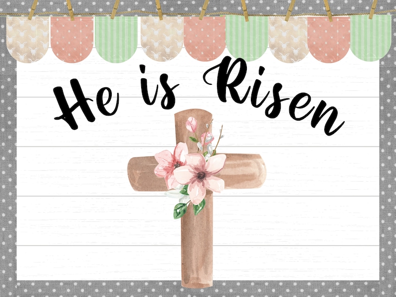 He is Risen Printable Easter Classroom Bulletin Board Kit | Door ...