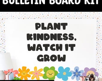 Bulletin Board Door Decoration for Elementary | Spring Kindness Growth Mindset | Planting | Rainbow | Printable | PNGs Download