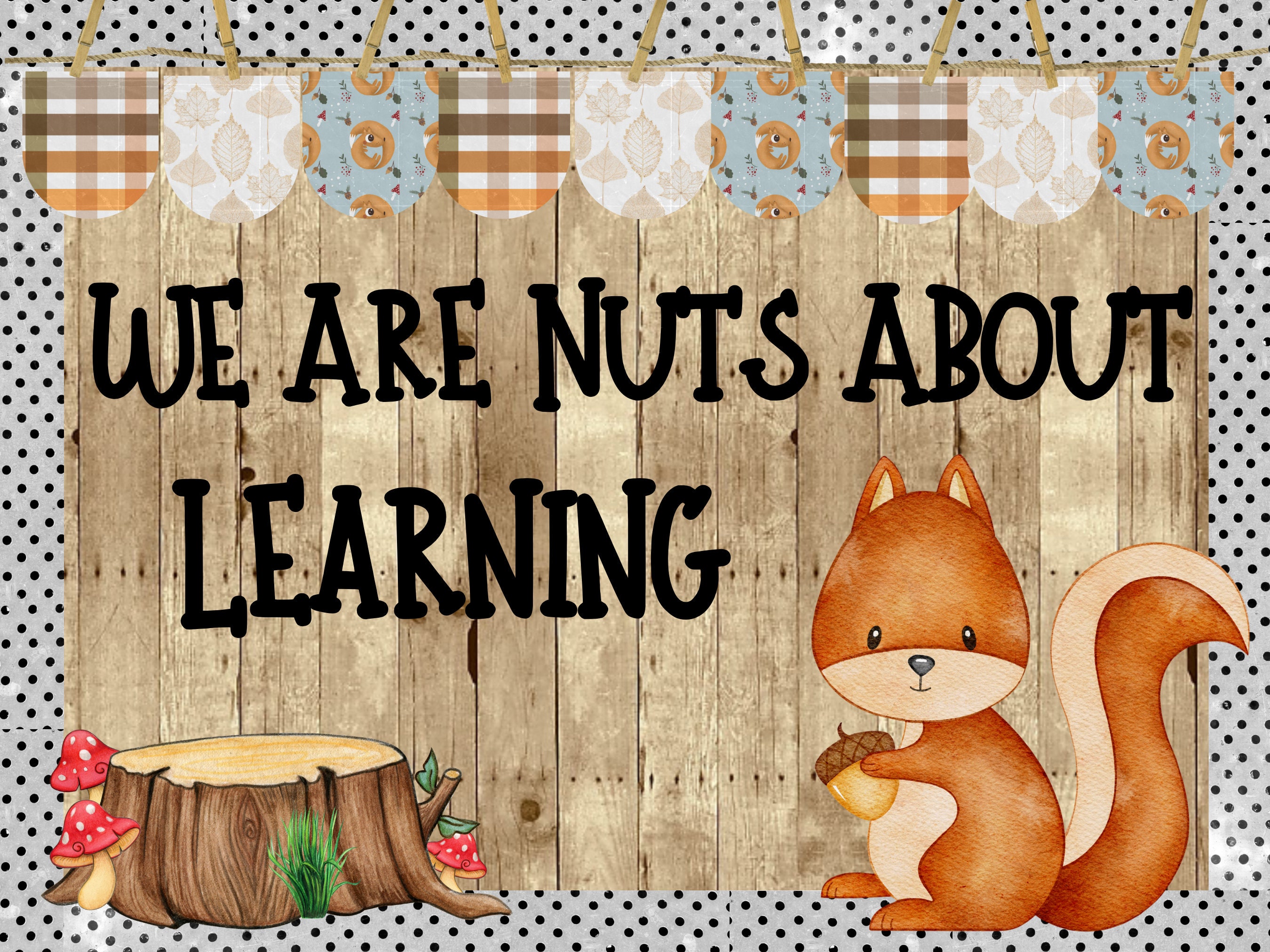 Fall Classroom Bulletin Board Kit: Squirrel & Woodland Theme (digital ...