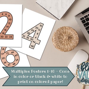 Boho Neutral Colors Multiples Posters | Printable | Classroom Theme | Back to School | Math | Multiplication | Décor
