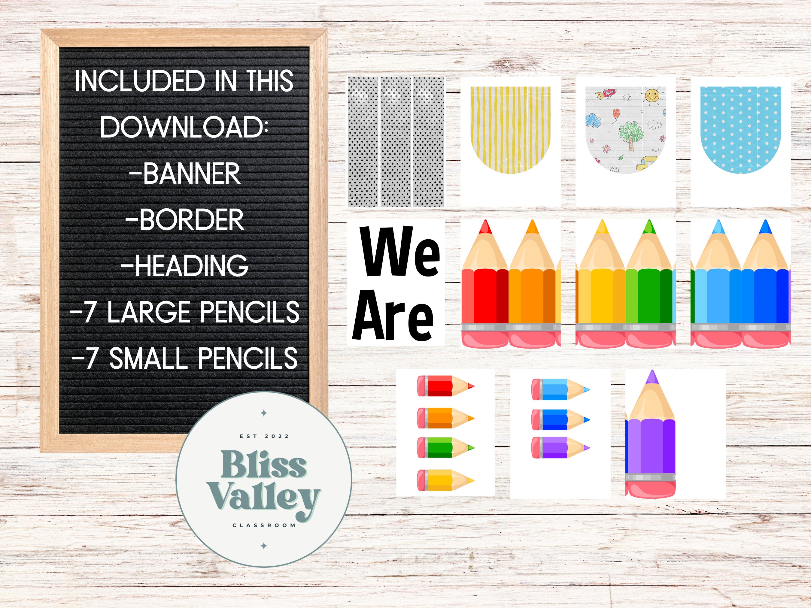 Sharp Bunch Classroom Bulletin Board Kit: Back to School Decor (png's ...