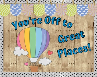 You&#39;re Off to Great Places! March is Reading Month Classroom Bulletin Board Kit | Spring | Read Across America | Library | Hot Air Balloon