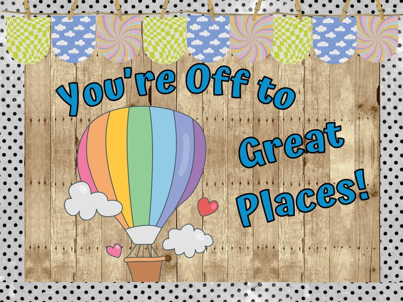 You're Off to Great Places March is Reading Month Classroom Bulletin Board Kit Spring Read Across America Library Hot Air Balloon image 1