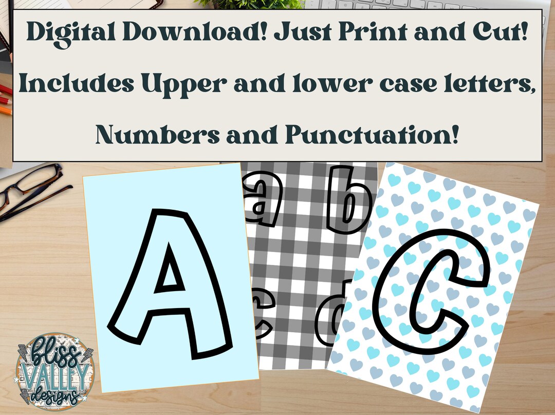 Printable Bulletin Board Letter Set / Numbers / Punctuation / - Etsy