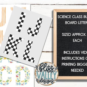 Science Class Themed Printable Bulletin Board Letter Set | Classroom Letters Kit | Black and White | Orange | Classroom Decor