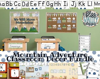 Paquete de decoración para el aula "Aventura en la montaña": Recursos para el profesorado (descarga digital)