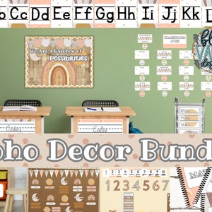 Boho Classroom Décor Bundle | Rainbow Classroom Theme | Classroom Décor | Classroom Bundle | Teacher Resources |  Neutral Classroom Décor